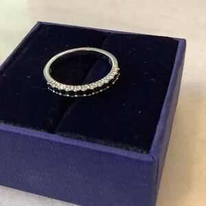 Swarovski Silver and Jet Black Crystal Ring, Brand New, Size 5